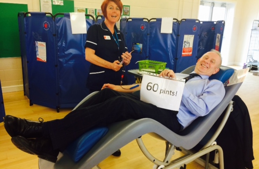 Graham donating his 60th pint of blood. 